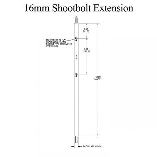Shootbolt Extension for Truth Sentry Multipoint Lock System 16mm - Shootbolt Extension for Truth Sentry Multipoint Lock System 16mm