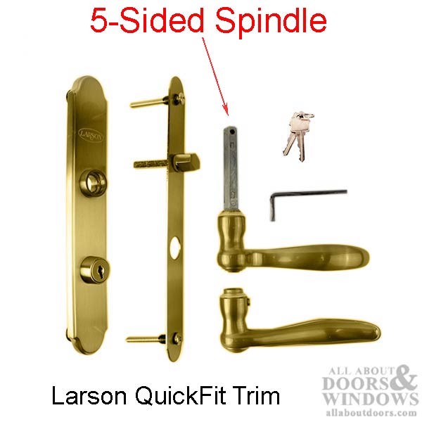 Larson QuickFit Storm Door Handle for 5 Sided Spindle Mortise - American Cylinder - Larson QuickFit Storm Door Handle for 5 Sided Spindle Mortise - American Cylinder