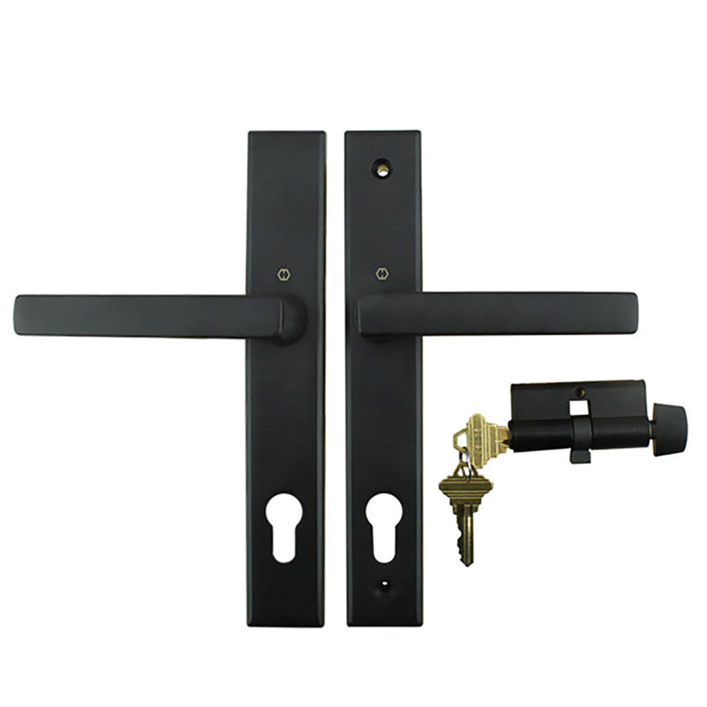 Dallas Contemporary Lever Handle, Keyed Active with Thumbturn,  M1643 / 2161N Set - Matte Black - Dallas Contemporary Lever Handle, Keyed Active with Thumbturn,  M1643 / 2161N Set - Matte Black
