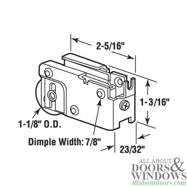 Sliding Door Roller With Adjustable U Tab Housing 1.125 Steel Roller - Sliding Door Roller With Adjustable U Tab Housing 1.125 Steel Roller