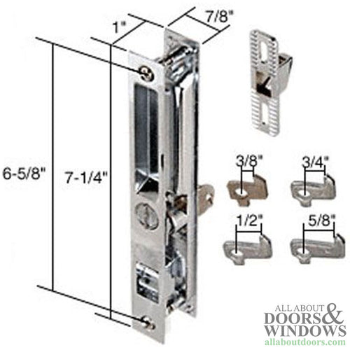 Keyed Sliding Door Handle Flush Type Handle Set with Hook Style Latch Keyed Chrome Finish - Keyed Sliding Door Handle Flush Type Handle Set with Hook Style Latch Keyed Chrome Finish