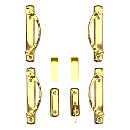 Andersen Newbury 4 Panel Gliding Door Hardware Set - Bright Brass - Andersen Newbury 4 Panel Gliding Door Hardware Set - Bright Brass