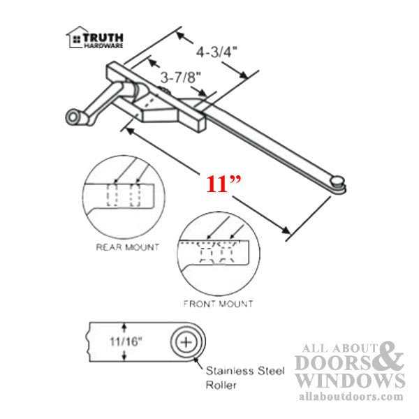 Truth Single Arm Casement Operator, Front Mount, Left Hand, 11