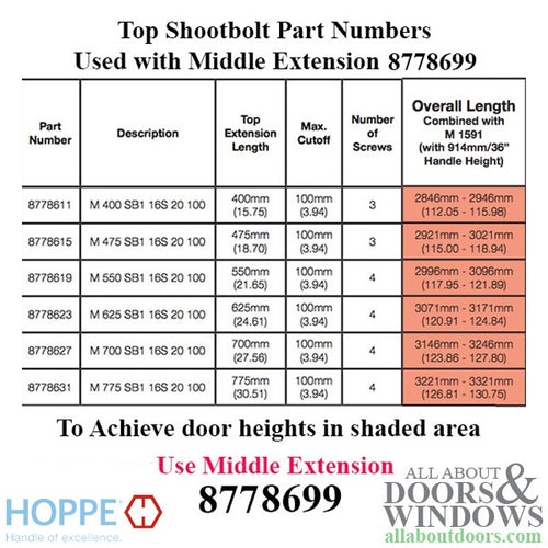 16mm Manual Middle Extension, Shootbolt  62.64