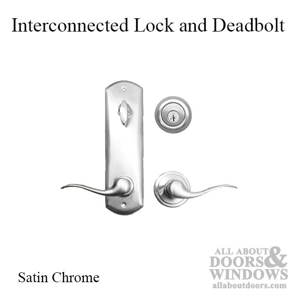 Interconnected Lock 5-1/2  Deadbolt w/ Tustin Passage Lever - Satin Chrome - Interconnected Lock 5-1/2  Deadbolt w/ Tustin Passage Lever - Satin Chrome