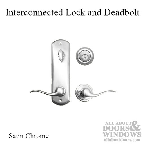 Interconnected Lock 5-1/2  Deadbolt w/ Tustin Passage Lever - Satin Chrome - Interconnected Lock 5-1/2  Deadbolt w/ Tustin Passage Lever - Satin Chrome