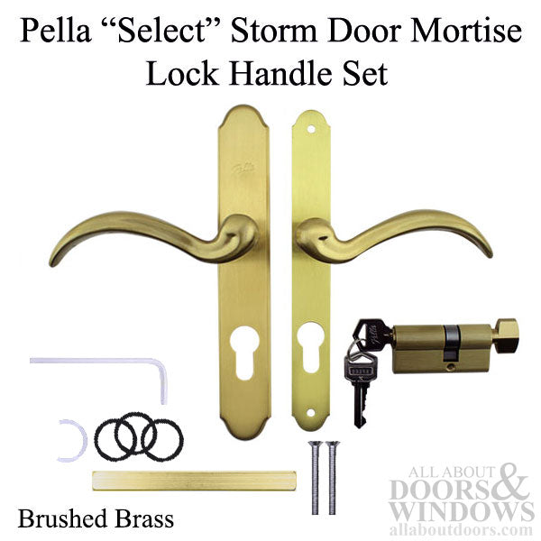 Pella Select 6000 Series Mortise Lock Storm Door Hardware Trim - Brushed Brass - Pella Select 6000 Series Mortise Lock Storm Door Hardware Trim - Brushed Brass