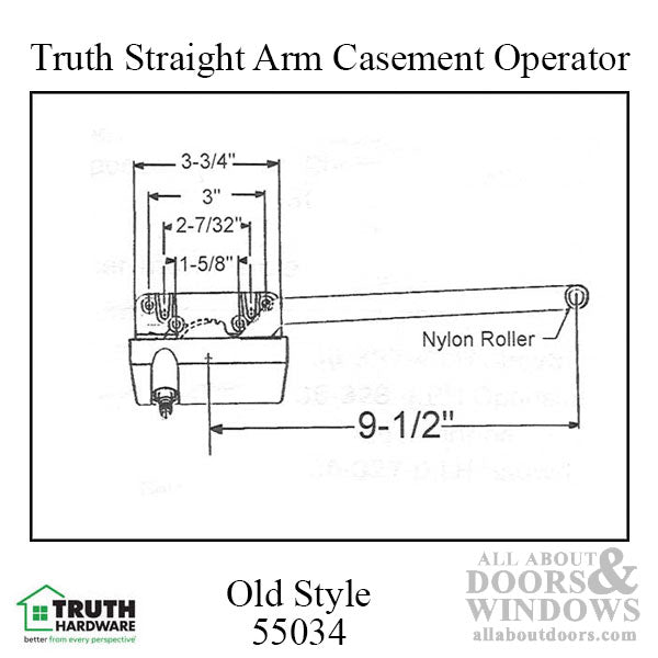 Truth Straight Arm Casement Operator, 9-1/2 inch, Right Hand - Choose Color - Truth Straight Arm Casement Operator, 9-1/2 inch, Right Hand - Choose Color