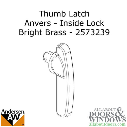 Andersen Frenchwood Gliding Door - Thumb Latch - Anvers/Inside Lock - Bright Brass - Andersen Frenchwood Gliding Door - Thumb Latch - Anvers/Inside Lock - Bright Brass