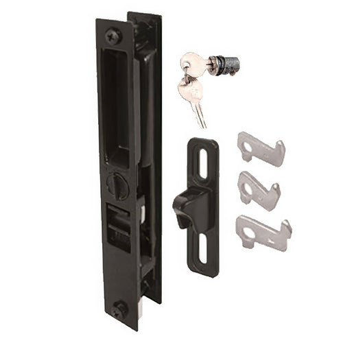 Keyed Mid-Body Hook Flush Mount Handle Set for Sliding Patio Door - Keyed Mid-Body Hook Flush Mount Handle Set for Sliding Patio Door