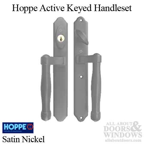 HOPPE HLS 9000 Sliding Door Handle Set Active Keyed Satin Nickel - HOPPE HLS 9000 Sliding Door Handle Set Active Keyed Satin Nickel