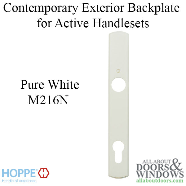 HOPPE Contemporary Exterior Backplate M216N for Active Handlesets - Pure White - HOPPE Contemporary Exterior Backplate M216N for Active Handlesets - Pure White