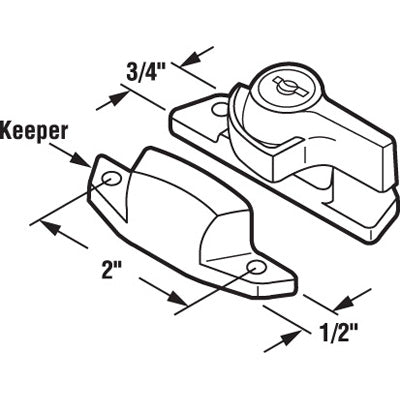 Sash / Cam Lock (Keyed) - Wood Sash Hardware, Diecast - Polished Brass - Sash / Cam Lock (Keyed) - Wood Sash Hardware, Diecast - Polished Brass