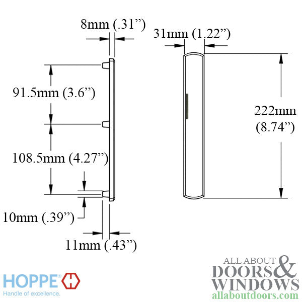 M216N Narrow Exterior Backplate, Oil Rubbed Brass, No Handle or Cylinder Holes - M216N Narrow Exterior Backplate, Oil Rubbed Brass, No Handle or Cylinder Holes