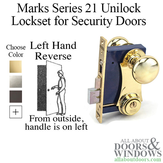 Marks Series 21 Unilock Entrance Lockset - 1" x 7-1/8" Lock Face - Left Hand Reverse -  Choose Color