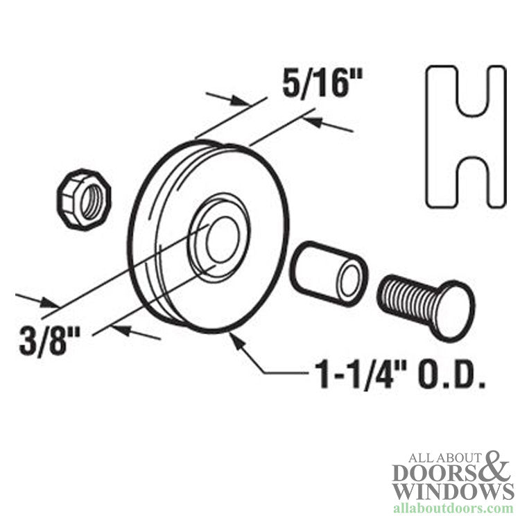 Roller Assembly - Sliding Screen Door, Nylon, Sold Each - Roller Assembly - Sliding Screen Door, Nylon, Sold Each
