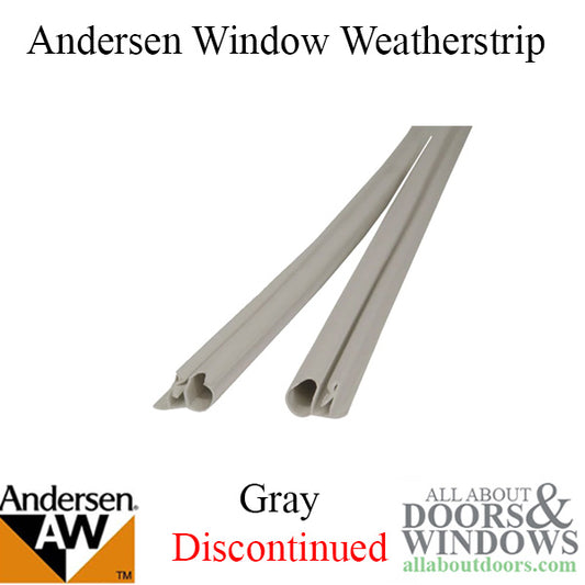 Andersen Window Weatherstrip Bulb/Stile/Left and Right, PSC Casement Stile 6\' - Gray