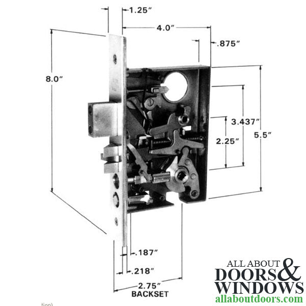 Baldwin Mortise Lock Case Right Hand Inswing Egress - Baldwin Mortise Lock Case Right Hand Inswing Egress