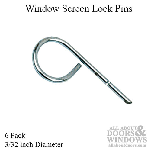 Window Screen Lock Pin, 3/32 inch Diameter - 6 pack - Window Screen Lock Pin, 3/32 inch Diameter - 6 pack