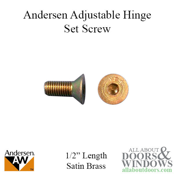 Andersen Hinge Screw, Fixing set for Adjustable Hinge - Satin Brass - Andersen Hinge Screw, Fixing set for Adjustable Hinge - Satin Brass