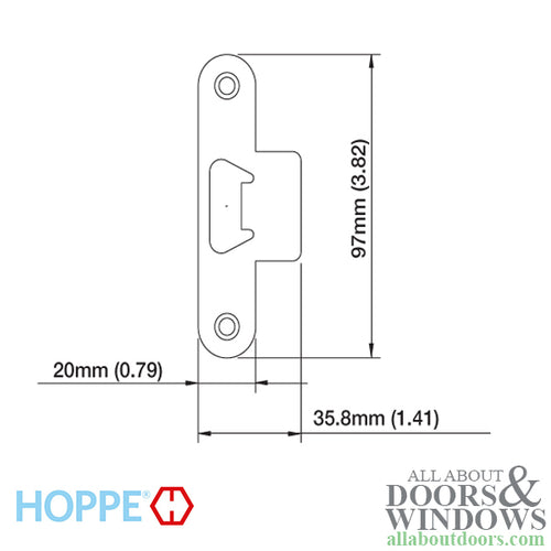 HOPPE Roundbolt Strike with Radius Lip Stainless Steel - HOPPE Roundbolt Strike with Radius Lip Stainless Steel