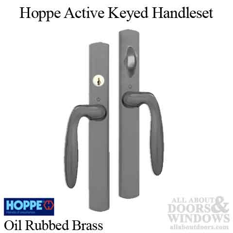 HOPPE HLS 9000 Sliding Door Handle Set Verona Lever Active Keyed Oil Rubbed Brass - HOPPE HLS 9000 Sliding Door Handle Set Verona Lever Active Keyed Oil Rubbed Brass