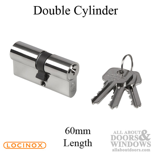 Locinox Double Cylinder - Keyed on Both Sides - 60mm Length - Locinox Double Cylinder - Keyed on Both Sides - 60mm Length