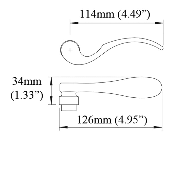 Munchen Low-Profile Lever Handle for Left Handed Multipoint Lock Handlesets - Polished Chrome - Munchen Low-Profile Lever Handle for Left Handed Multipoint Lock Handlesets - Polished Chrome