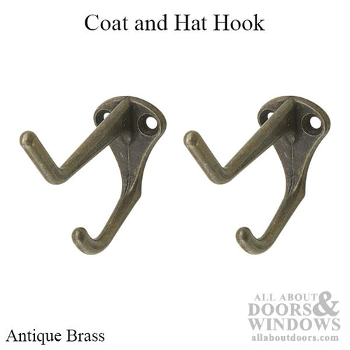 Coat and Hat Hook in Antique Brass - Coat and Hat Hook in Antique Brass