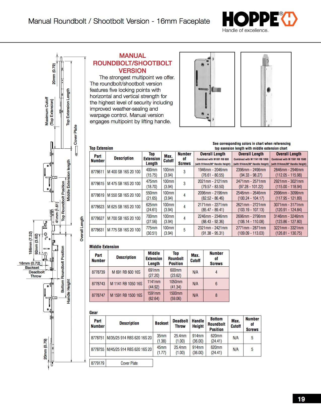 16mm Manual Gear, 45/92, Shootbolt, Roundbolt @ 24.41
