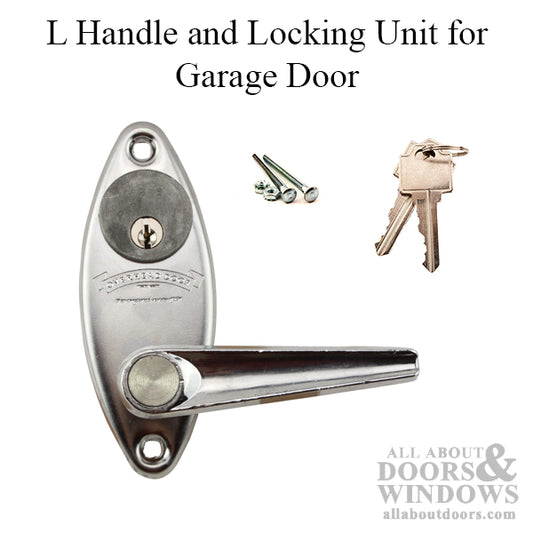 Overhead Door L Handle and Keyed Locking Unit for Garage Door - Chrome