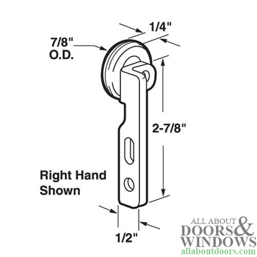 Single Wheel Roller for Closet/Pocket Door - 7/8 Diameter - Single Wheel Roller for Closet/Pocket Door - 7/8 Diameter
