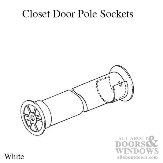 Pole Sockets, Plastic 1-3/8 wood pole, Pair - White