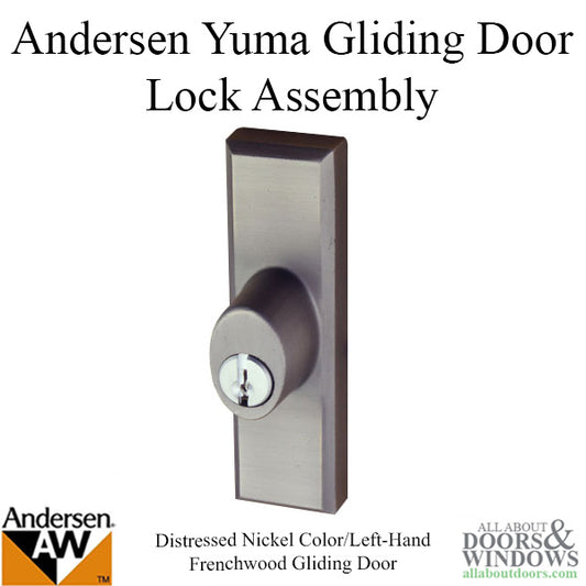 Andersen Frenchwood Gliding Door - Lock Assembly w/Keys, Yuma - Left Hand - Distressed Nickel