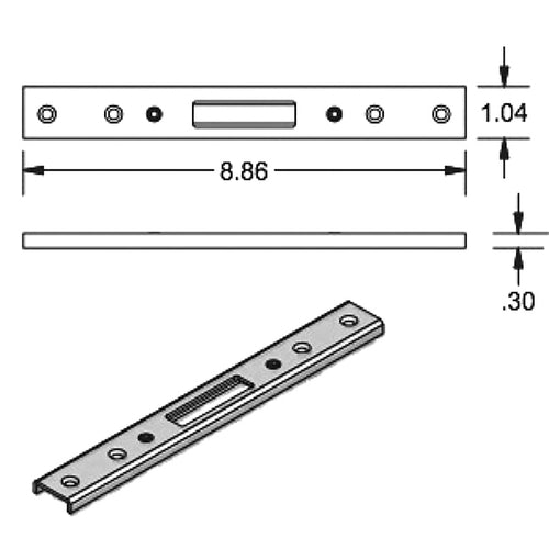 P3000 Hook or Tongue Raised Strike Plate with Adjustable Width - P3000 Hook or Tongue Raised Strike Plate with Adjustable Width