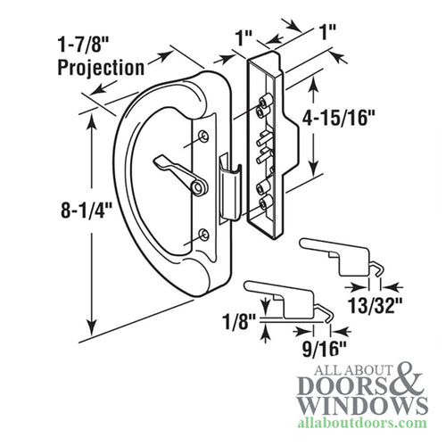Sliding Patio Door Handleset Dual Claps White Handle Inside and Outside Pulls - Sliding Patio Door Handleset Dual Claps White Handle Inside and Outside Pulls