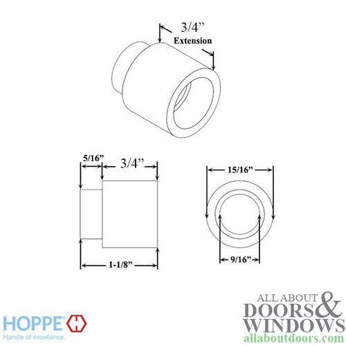 Hoppe Handle Extension, Active / Inactive Trim 3/4