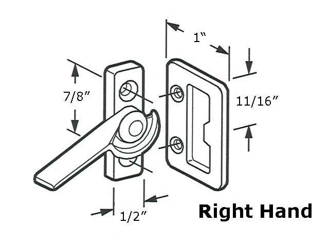 Latch - Vinyl and Aluminum Sash Hardware, Diecast (Right Hand) - Bright Zinc - Latch - Vinyl and Aluminum Sash Hardware, Diecast (Right Hand) - Bright Zinc