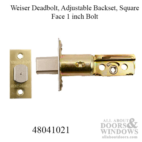 Weiser Deadbolt, 2-3/8 Inch Backset, Square Face, 1 inch Deadbolt Throw - Weiser Deadbolt, 2-3/8 Inch Backset, Square Face, 1 inch Deadbolt Throw