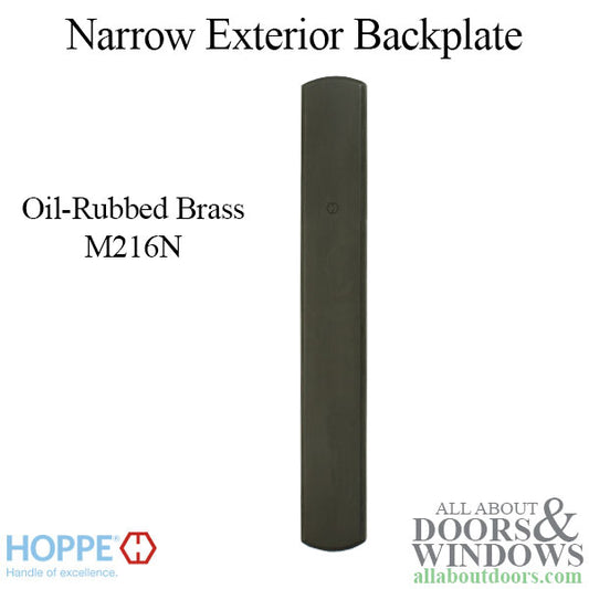 M216N Narrow Exterior Backplate, Oil Rubbed Brass, No Handle or Cylinder Holes