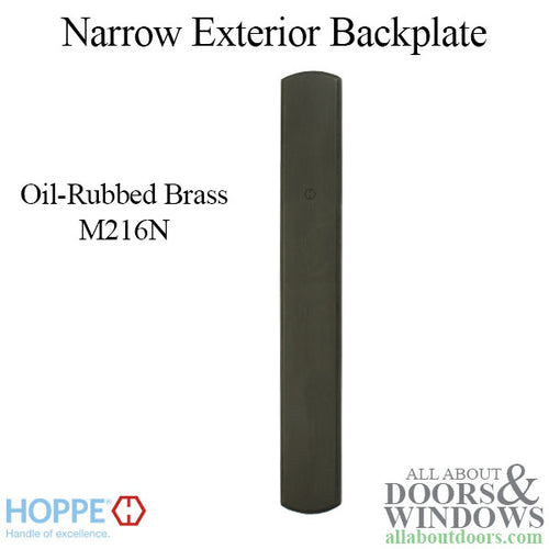 M216N Narrow Exterior Backplate, Oil Rubbed Brass, No Handle or Cylinder Holes - M216N Narrow Exterior Backplate, Oil Rubbed Brass, No Handle or Cylinder Holes