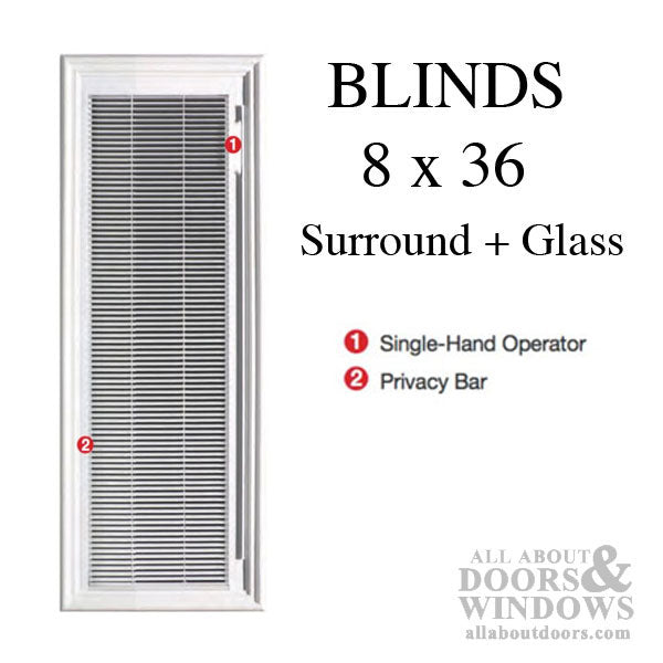 Therma-Tru 8 X 36 x 1/2, 1-Lite door glass & surround with Internal blinds - Therma-Tru 8 X 36 x 1/2, 1-Lite door glass & surround with Internal blinds