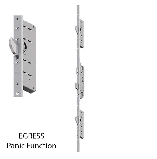 Hoppe Key Operated Multipoint Lock, 1-3/4" Backset, 85.43"-94.49" Doors - Egress, Panic Function