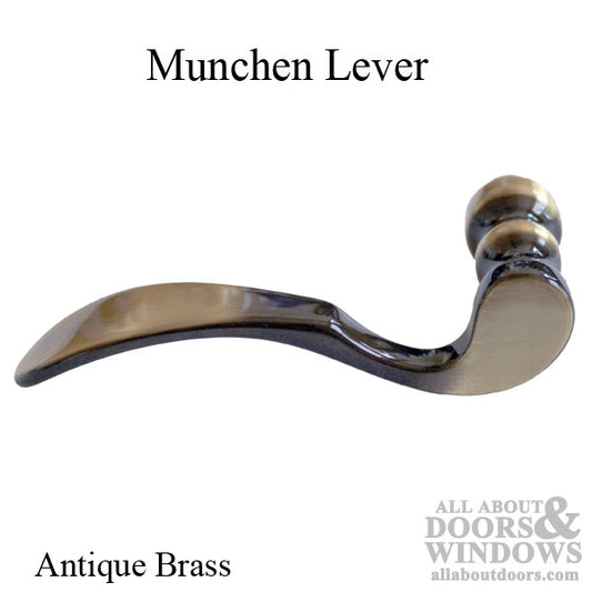 Munchen Lever Handle for Left Handed Multipoint Lock Handlesets - Antique Brass