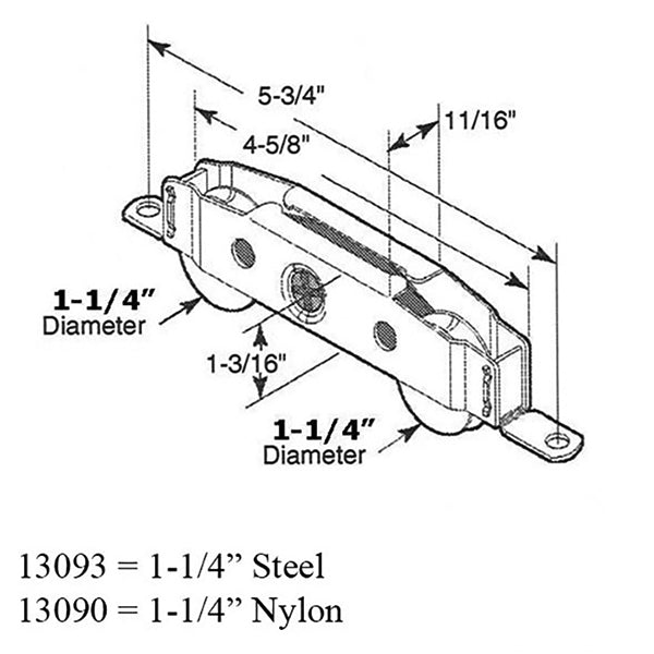 Sliding Patio Door Tandem Roller for Sliding Patio Doors 1.25 Inch Ball Bearing Steel Wheel Diameter - Sliding Patio Door Tandem Roller for Sliding Patio Doors 1.25 Inch Ball Bearing Steel Wheel Diameter