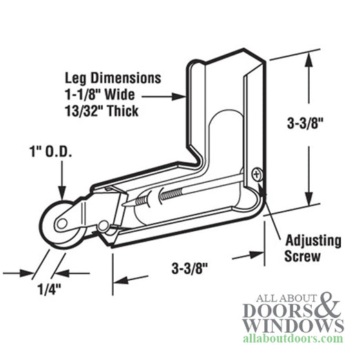 Corner Insert Roller Assembly with 1 Inch Nylon Wheel for Sliding Screen Door - Corner Insert Roller Assembly with 1 Inch Nylon Wheel for Sliding Screen Door