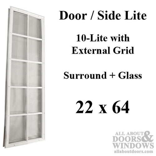 Therma-Tru 22 x 64 x 1/2 10-Lite External Grid, Clear Glass - Therma-Tru 22 x 64 x 1/2 10-Lite External Grid, Clear Glass