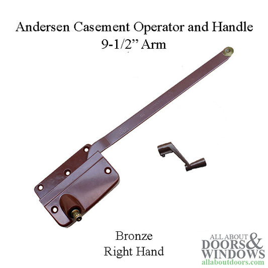 Discontinued Andersen Right Hand Operator and Handle, 9-1/2 Inch Arm, Round Shoe - Bronze