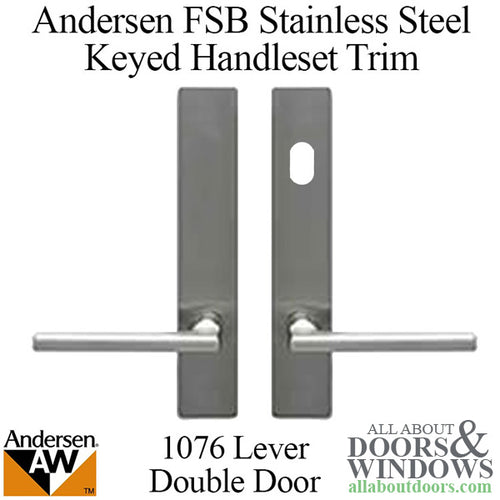 Andersen FSB 1076 Complete Keyed Trim Set for Double Door - Stainless Steel - Andersen FSB 1076 Complete Keyed Trim Set for Double Door - Stainless Steel