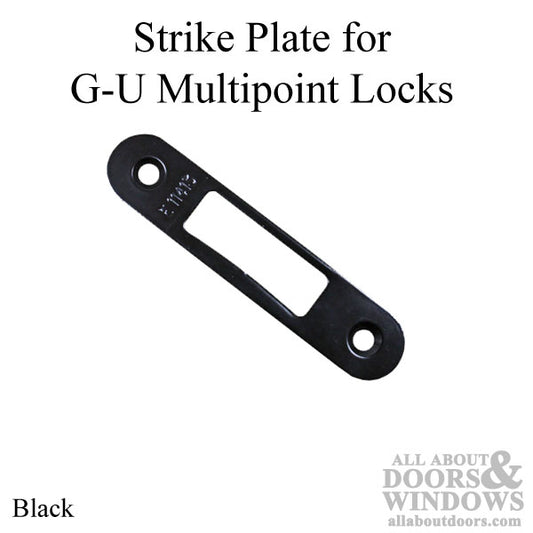 Strike Plate, Multi-Point Door, Radius Corners, No Lip - Tripact, Eagle, Hawk, Panther - Black